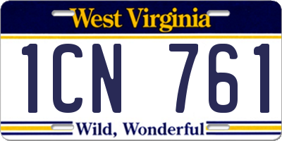 WV license plate 1CN761