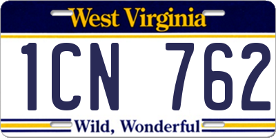 WV license plate 1CN762