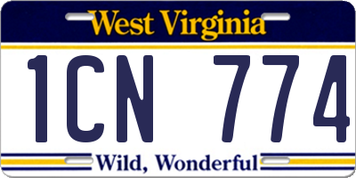 WV license plate 1CN774