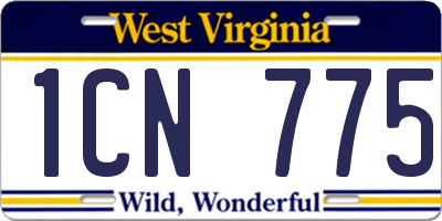 WV license plate 1CN775