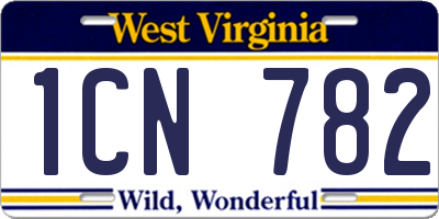WV license plate 1CN782