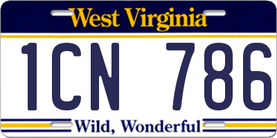 WV license plate 1CN786