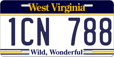 WV license plate 1CN788