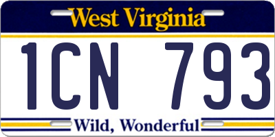 WV license plate 1CN793