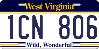 WV license plate 1CN806