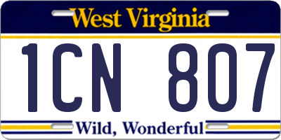WV license plate 1CN807