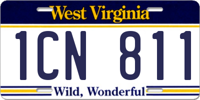 WV license plate 1CN811