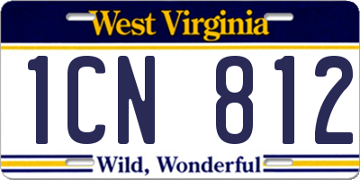 WV license plate 1CN812