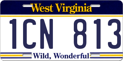 WV license plate 1CN813