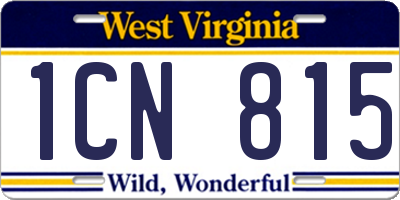 WV license plate 1CN815