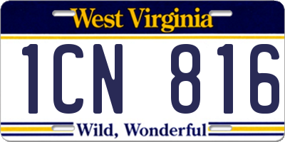 WV license plate 1CN816