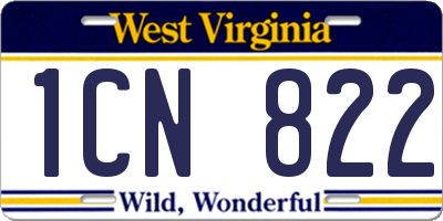 WV license plate 1CN822