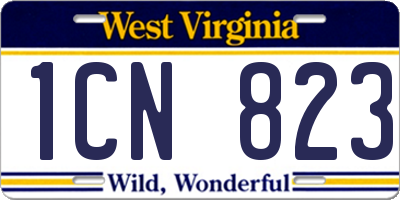 WV license plate 1CN823
