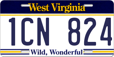 WV license plate 1CN824