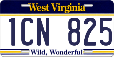 WV license plate 1CN825