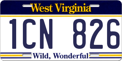 WV license plate 1CN826