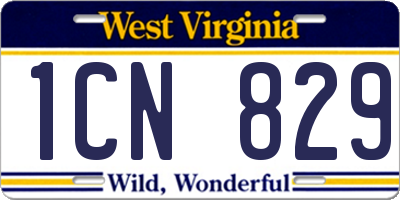 WV license plate 1CN829