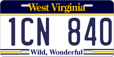 WV license plate 1CN840