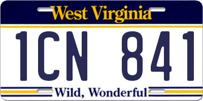WV license plate 1CN841