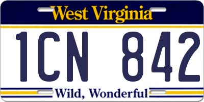 WV license plate 1CN842