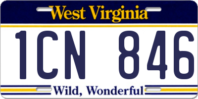WV license plate 1CN846