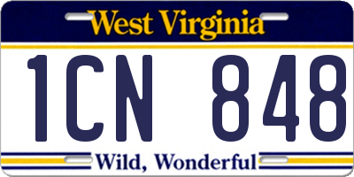 WV license plate 1CN848