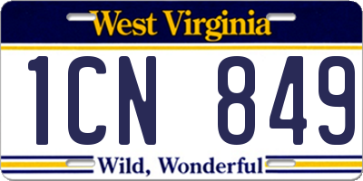 WV license plate 1CN849
