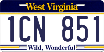 WV license plate 1CN851