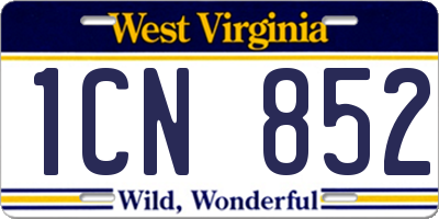 WV license plate 1CN852