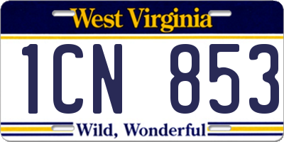 WV license plate 1CN853