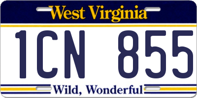 WV license plate 1CN855