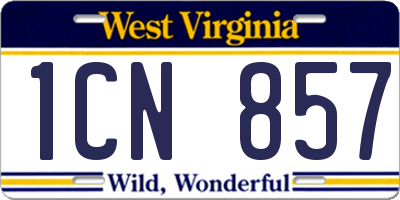 WV license plate 1CN857