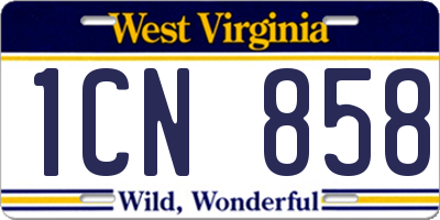 WV license plate 1CN858