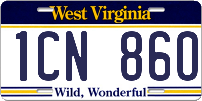 WV license plate 1CN860