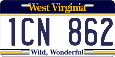 WV license plate 1CN862