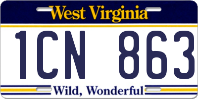 WV license plate 1CN863