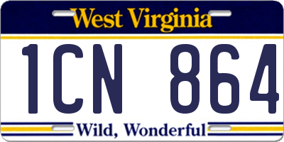 WV license plate 1CN864