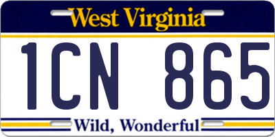 WV license plate 1CN865