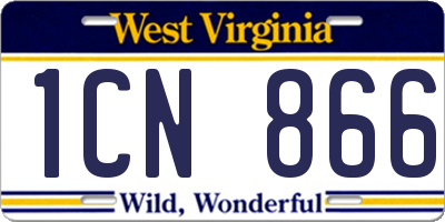 WV license plate 1CN866