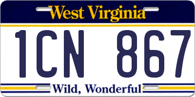 WV license plate 1CN867
