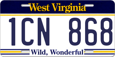 WV license plate 1CN868