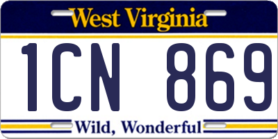 WV license plate 1CN869