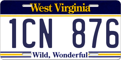 WV license plate 1CN876