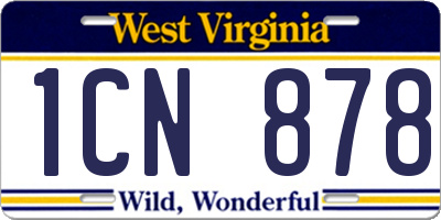 WV license plate 1CN878