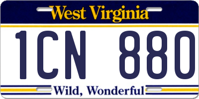 WV license plate 1CN880