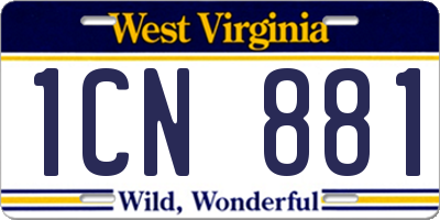 WV license plate 1CN881