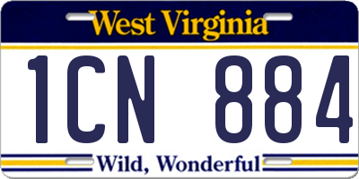 WV license plate 1CN884