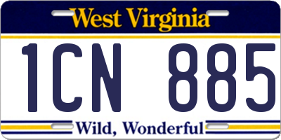 WV license plate 1CN885