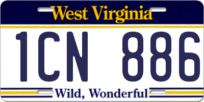 WV license plate 1CN886