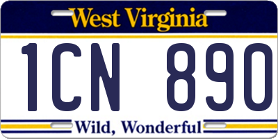 WV license plate 1CN890